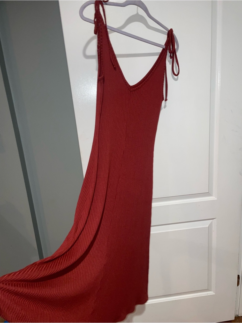 New! Reformation Shandy Ribbed Knit Tie Strap Midi Dress 🥀 Large - Picture 4 of 6
